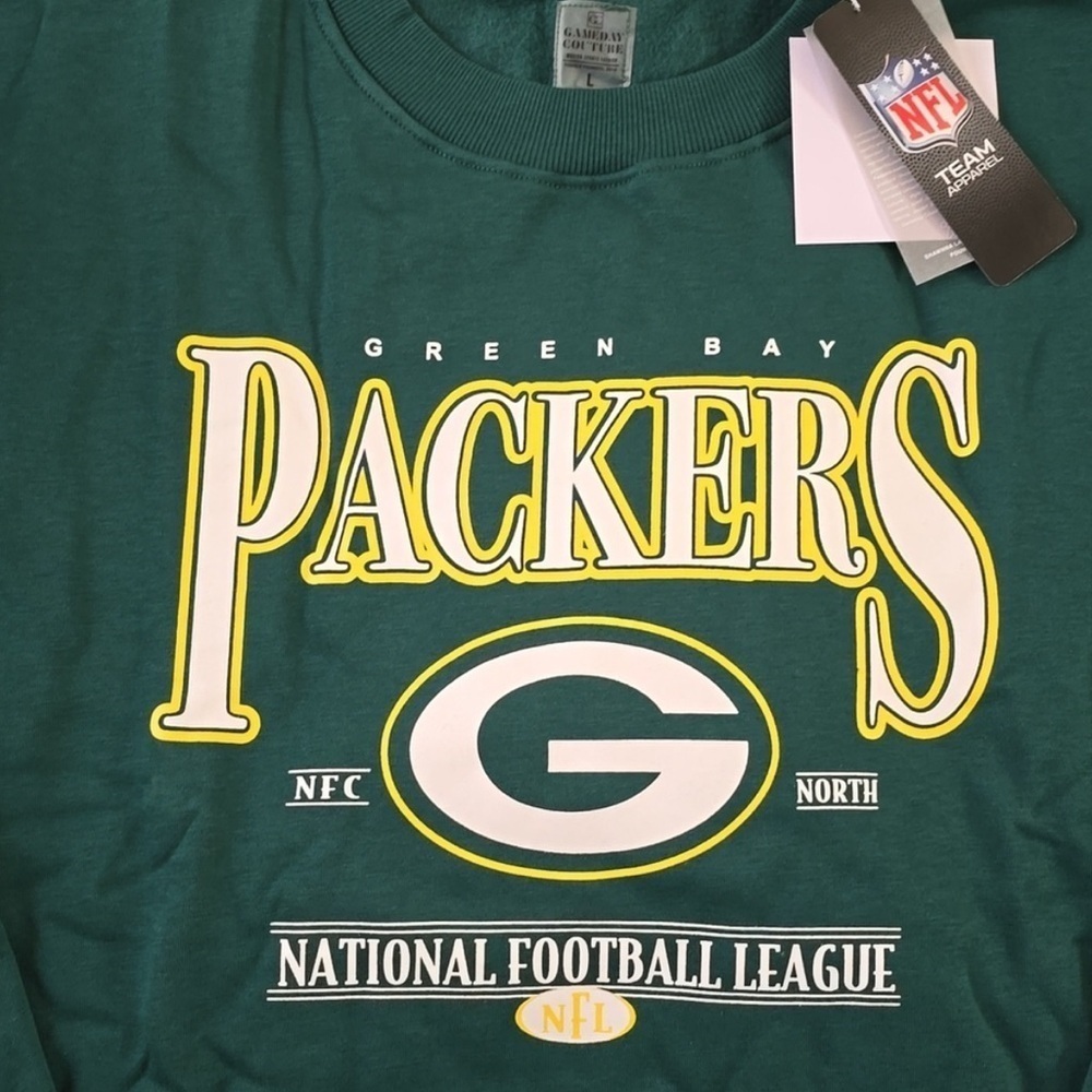 Green Bay Packers NFL Women's Rhinestone Star Sleeve Sweatshirt Green Size Large - Picture 6 of 16